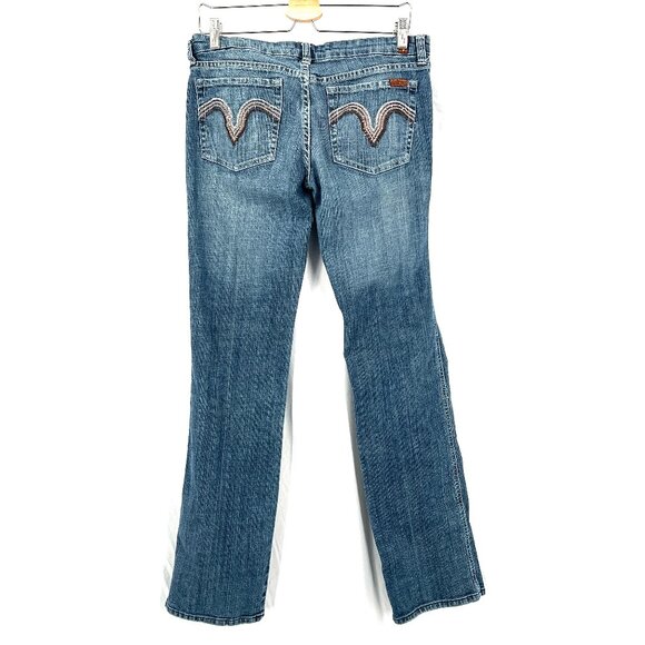 7FAMK 7 for all mankind Kate straight leg denim jeans embroidered pocket 31 - Picture 1 of 16